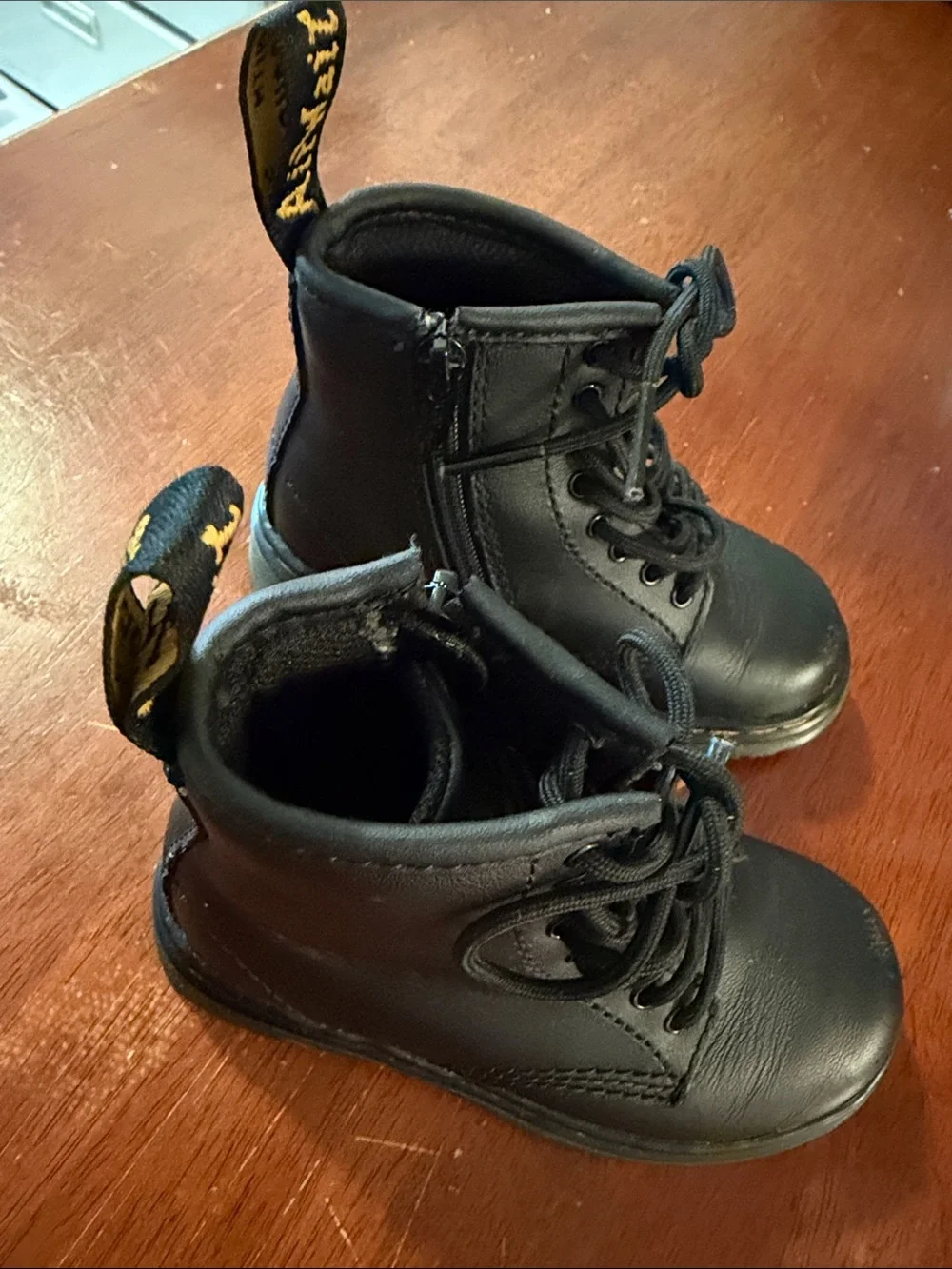 Dr. Martens Black Kids Lace-Up Zip Combat Boots